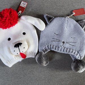 Kids Dog & Cat Knit Hats (Papyrus) New